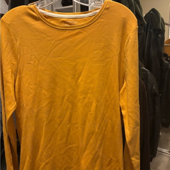 Talbots Shirt Large Women’s Gold Longsleeve NWOT Crew Neck 100% Cotton - Picture 2 of 12